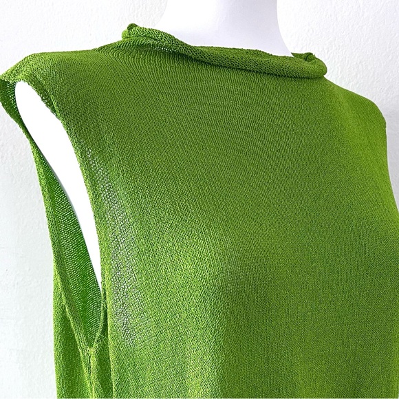 Eileen Fisher Lime Green Crochet Knit Tank Top - Picture 5 of 10